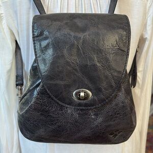 Patricia Nash  backpack  knapsack  mini backpack crinkle, leather charcoal gray